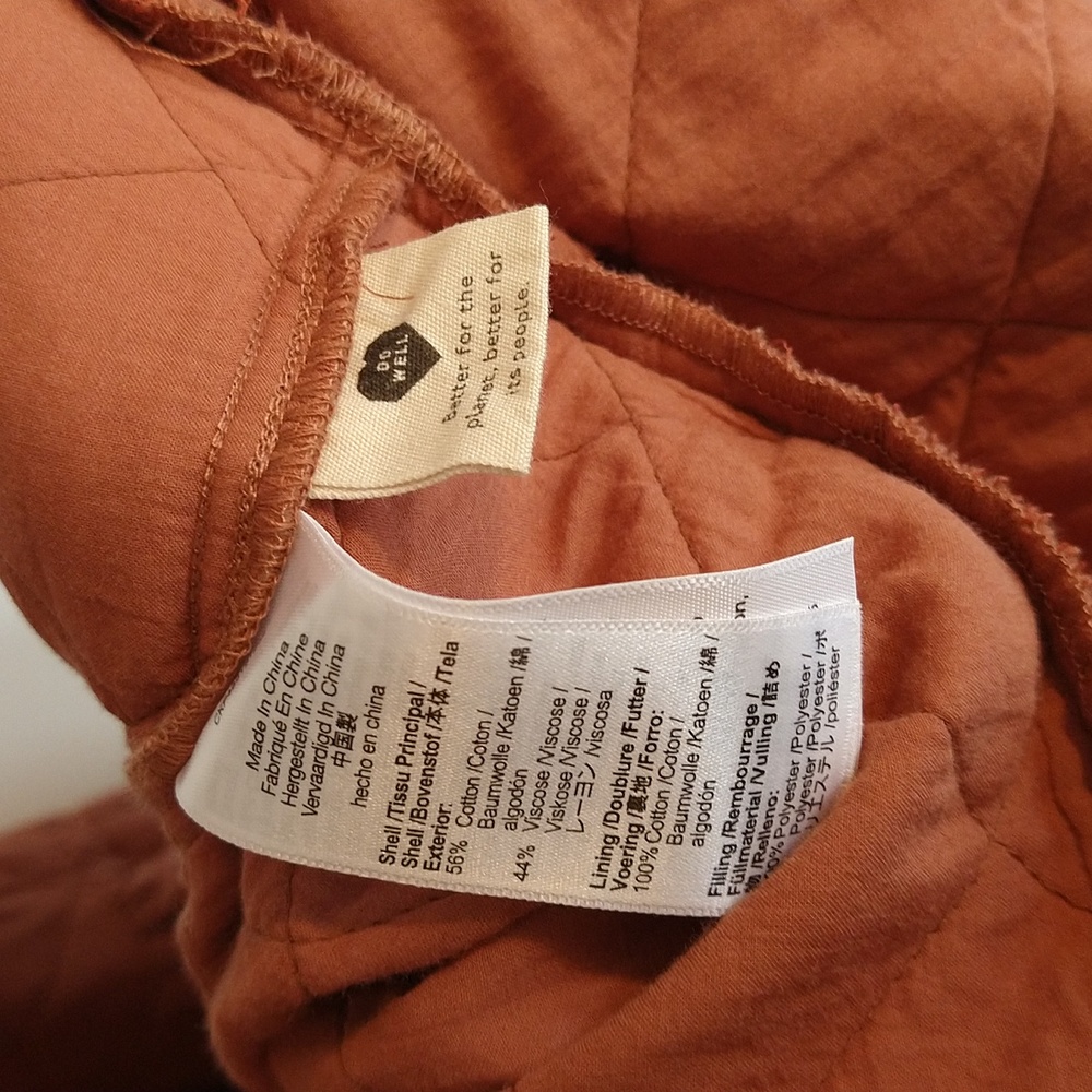 Madewell Quilted Aidy Square-Neck Puffed Sleeve Tiered Midi Dress Warm Umber - Picture 16 of 16